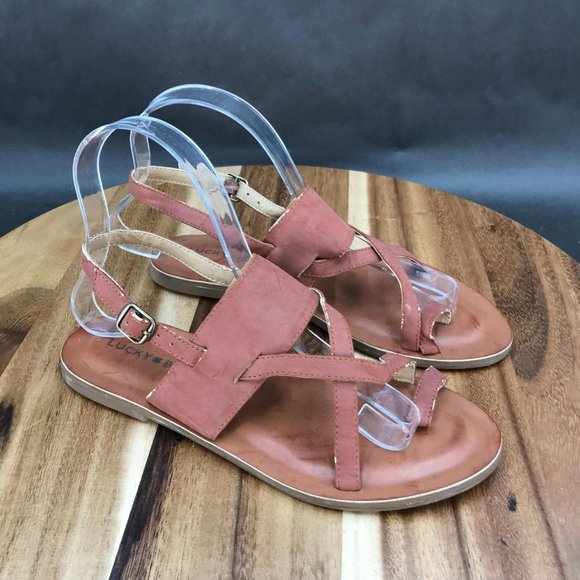 Lucky Brand Red Strappy Adjustable Slingback Sandals Womens Size 6 B - Picture 1 of 9